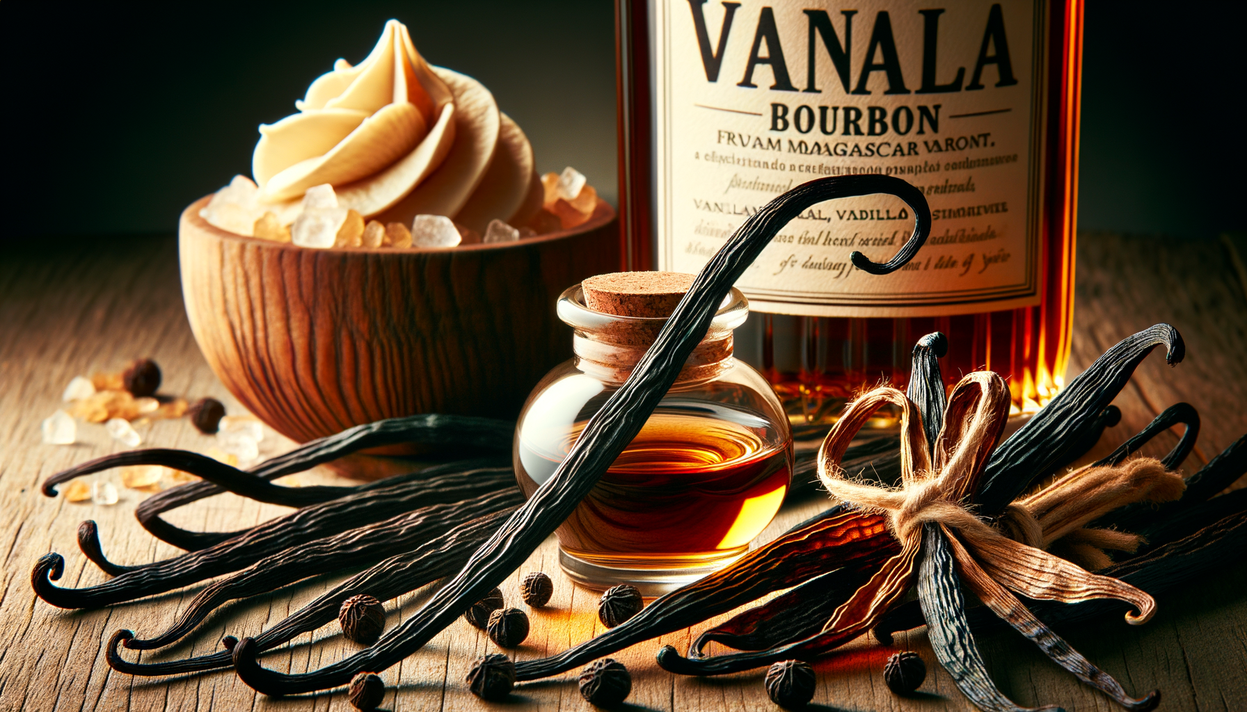 vanille bourbon, gousse de vanille, Madagascar, épice naturelle, arôme intense, produit gourmet, vanille premium, cuisine exotique, saveur authentique, dessert raffiné,